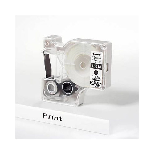D1 Schriftband 12 mm, schwarz auf transparent