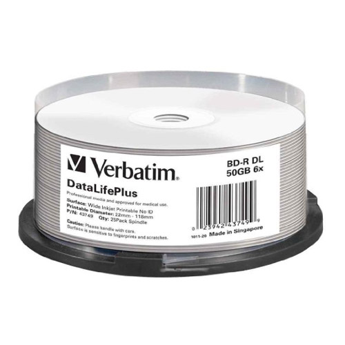 BD-R 6x 50GB Verbatim THERMAL RETRANSFER WHITE, VPE 25 Stk.